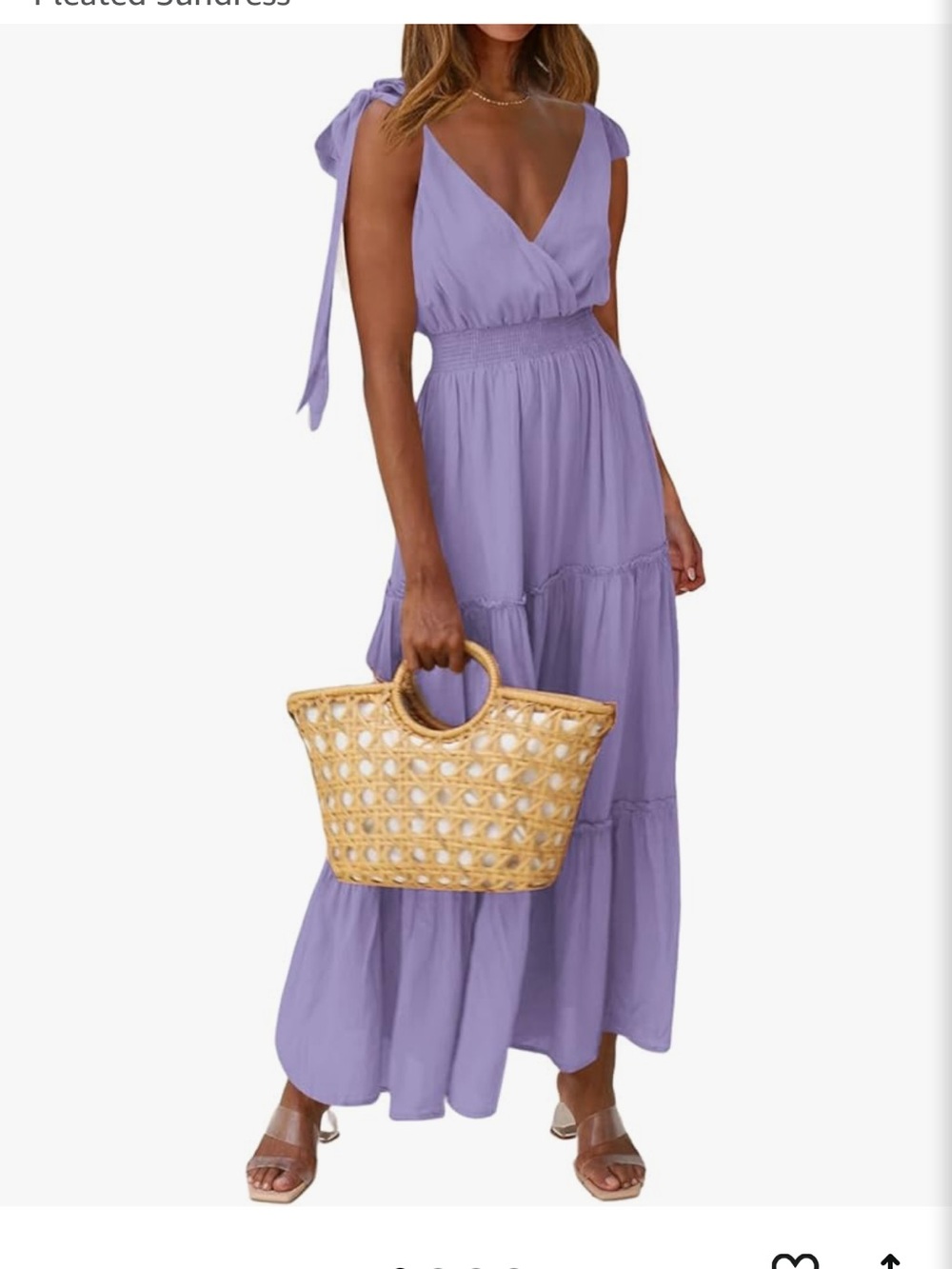 PRETTYGARDEN Pastel Purple Tie Shoulder Maxi Dress